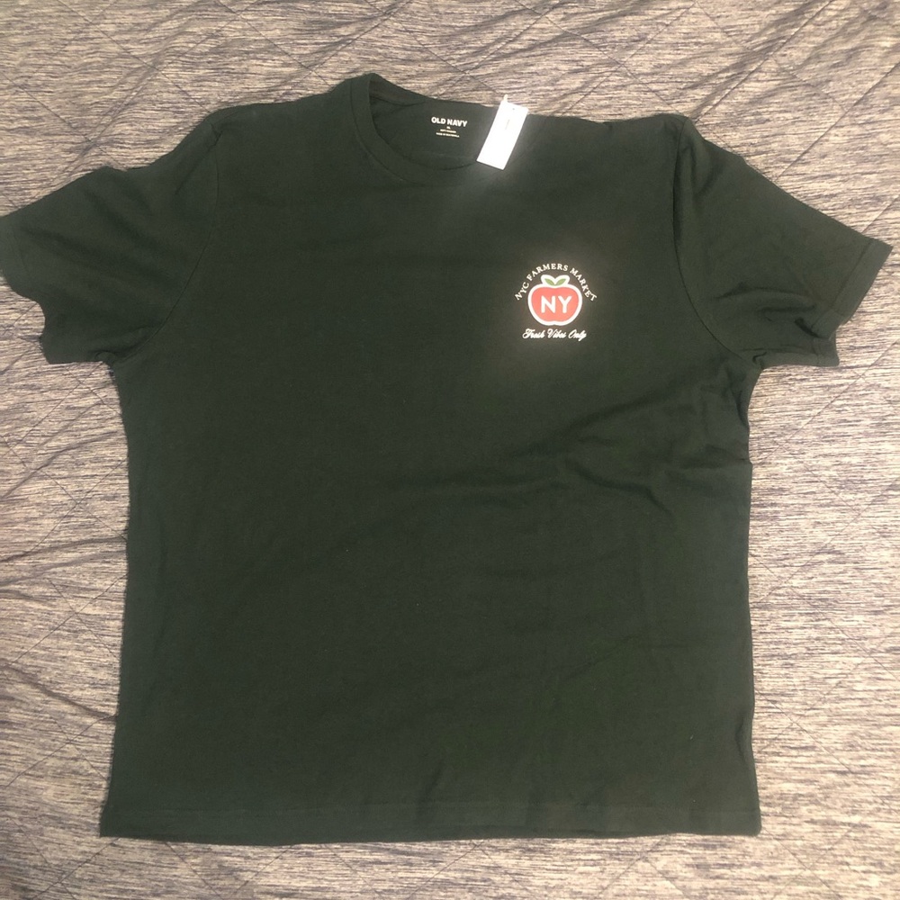 Old Navy Dark Green Crewneck Tee with Red NY Chest Logo